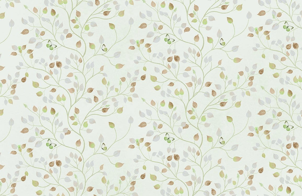 Carta da parati murale con motivo di foglie botaniche neutre