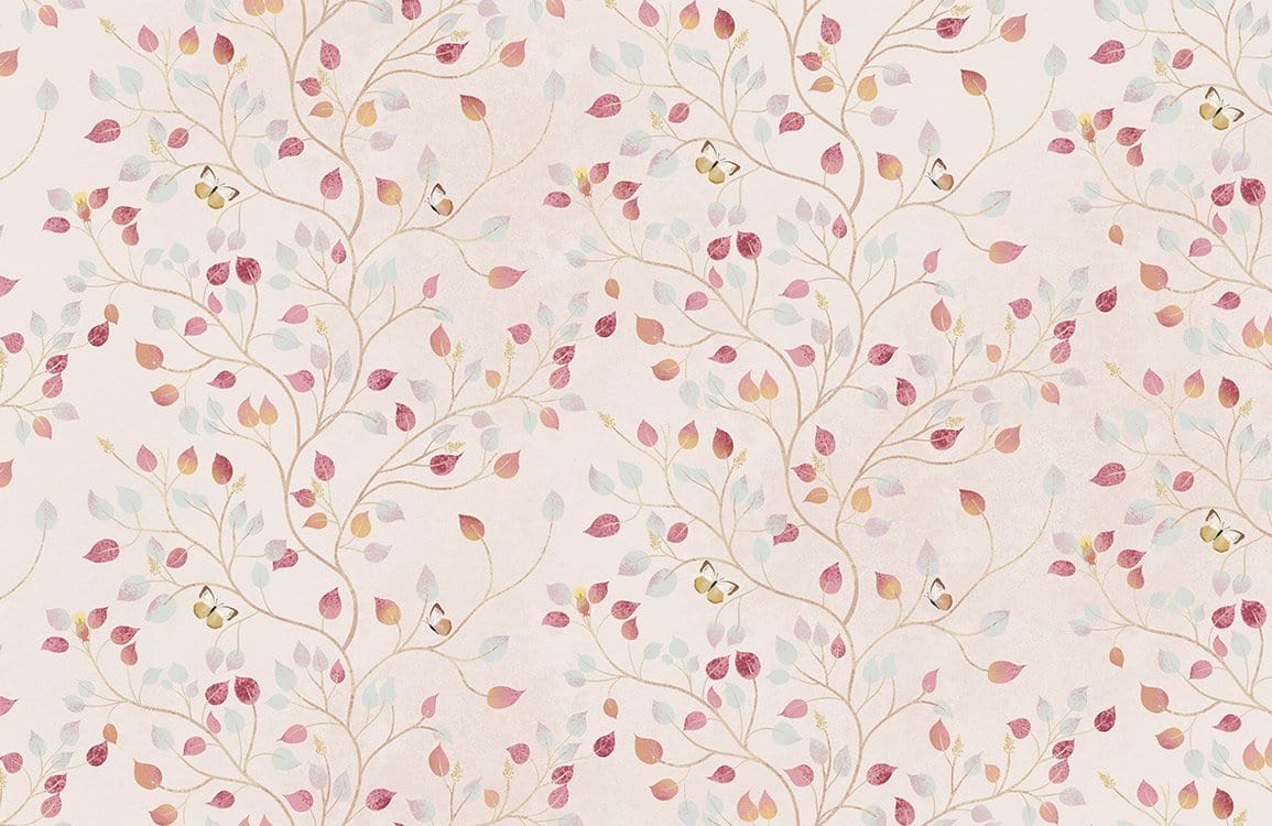 Delicate Autumn Leaves Branches Mural Wallpaper