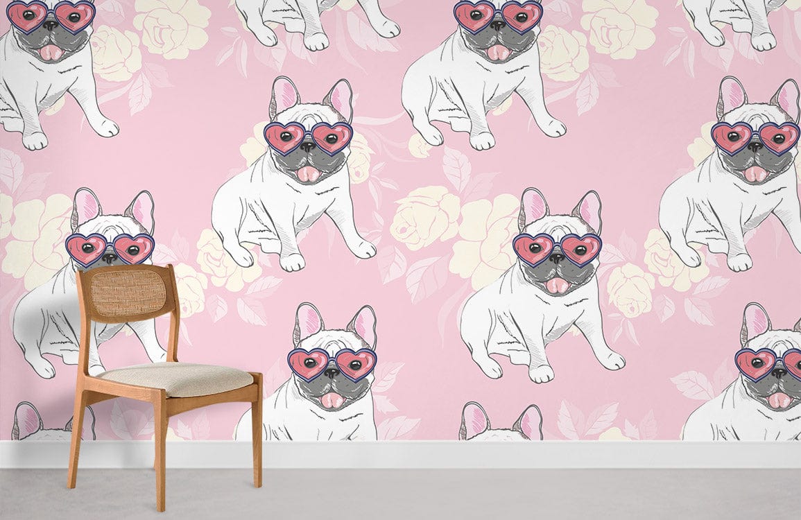 French Bulldog Pink Wallpaper Room Decor