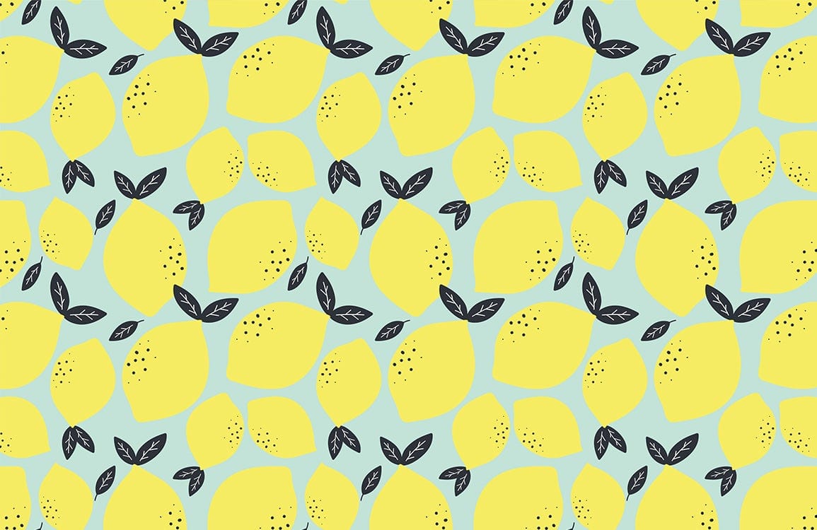 Fresh Lemon pattern fruit Wallpaper mural for wall