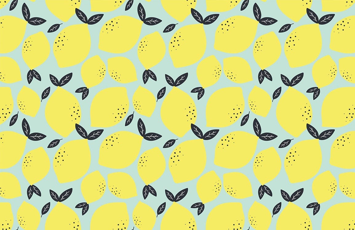 Yellow Lemon Whimsical Kitchen Mural Wallpaper