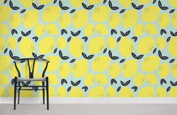 Yellow Lemon Whimsical Kitchen Mural Wallpaper