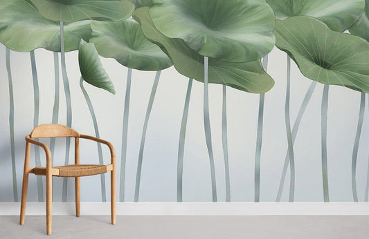 green lotus leaves wall mural room