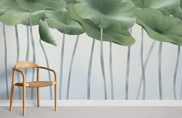Serene Green Botanical Leaf Wallpaper Mural
