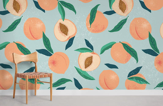 Fresh Peach Fruit Custom Wallpaper for Home