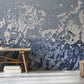 blue abstract industrial wall mural lounge design
