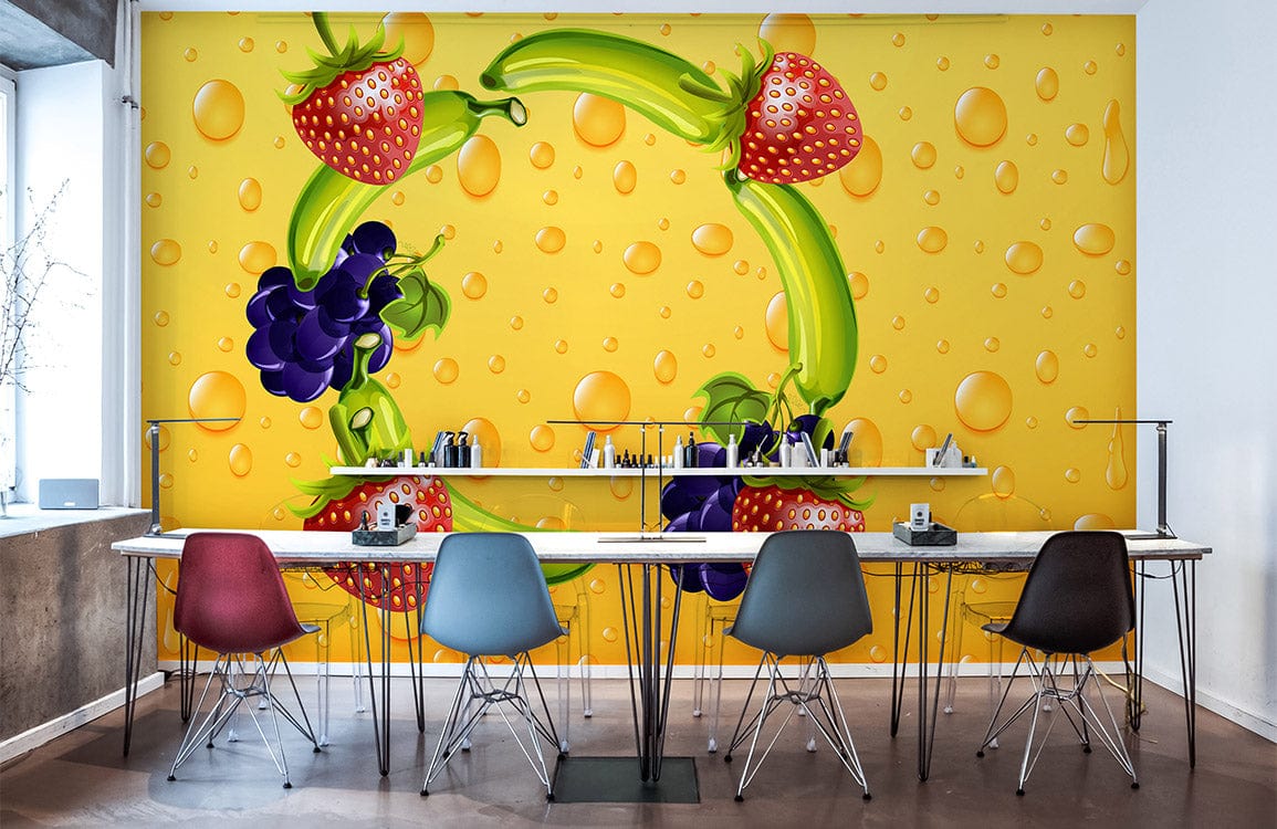 Fruits wallpaper in a kitchen setting that is all its own.
