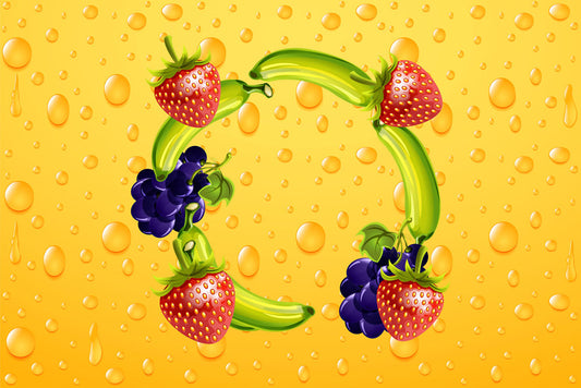 wallpaper with strawberries bananas and grapes