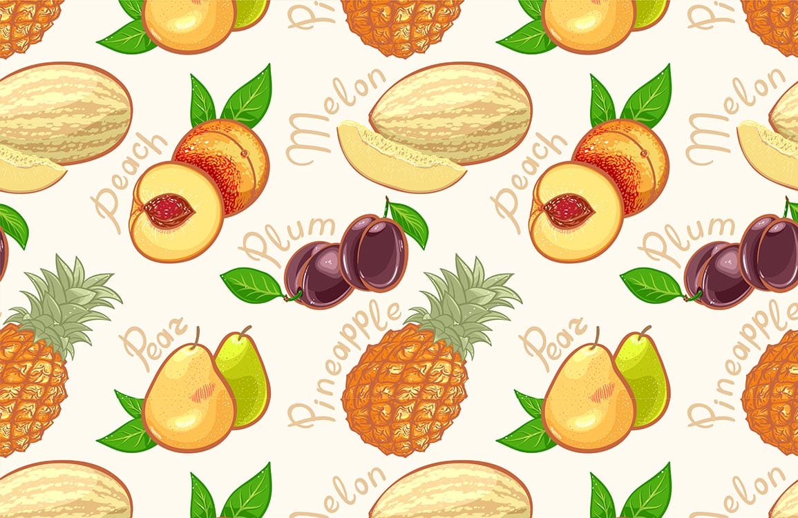 Colorful Tropical Fruit Kitchen Mural Wallpaper