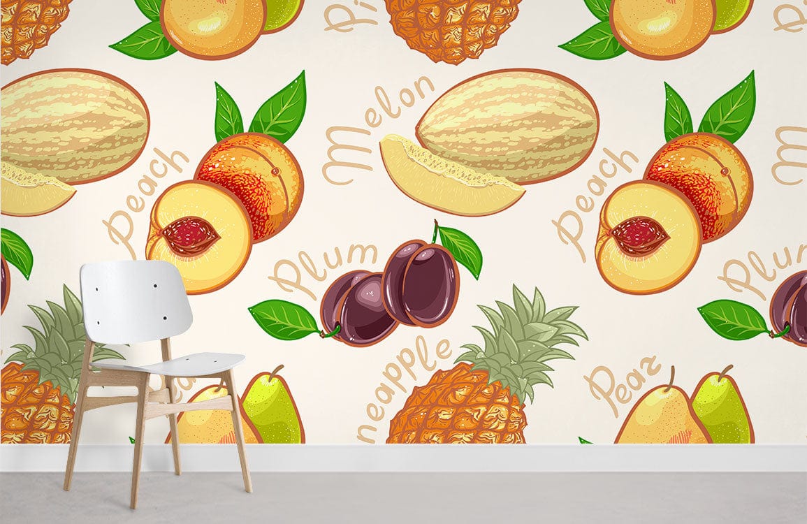 Fruit Print Pattern Wallpaper Home Decor