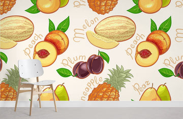 Colorful Tropical Fruit Kitchen Mural Wallpaper