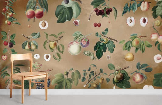 Vintage Botanical Fruit Garden Mural Wallpaper