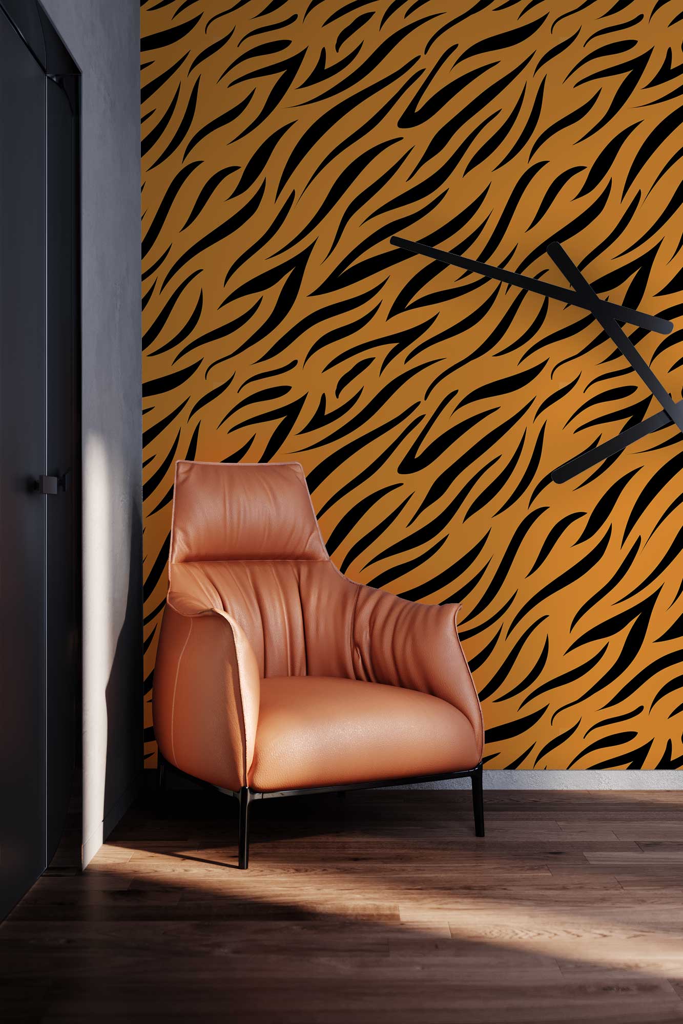 wallpaper mural for your house or hallway decorated with faux fur and animal skin.