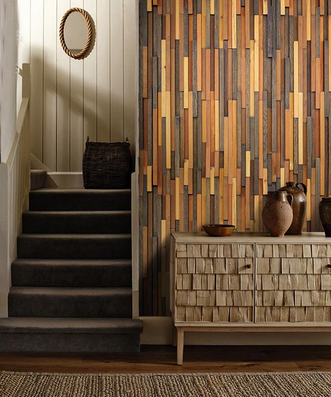 Futuristic Modern Wooden wallpaper art decoration idea