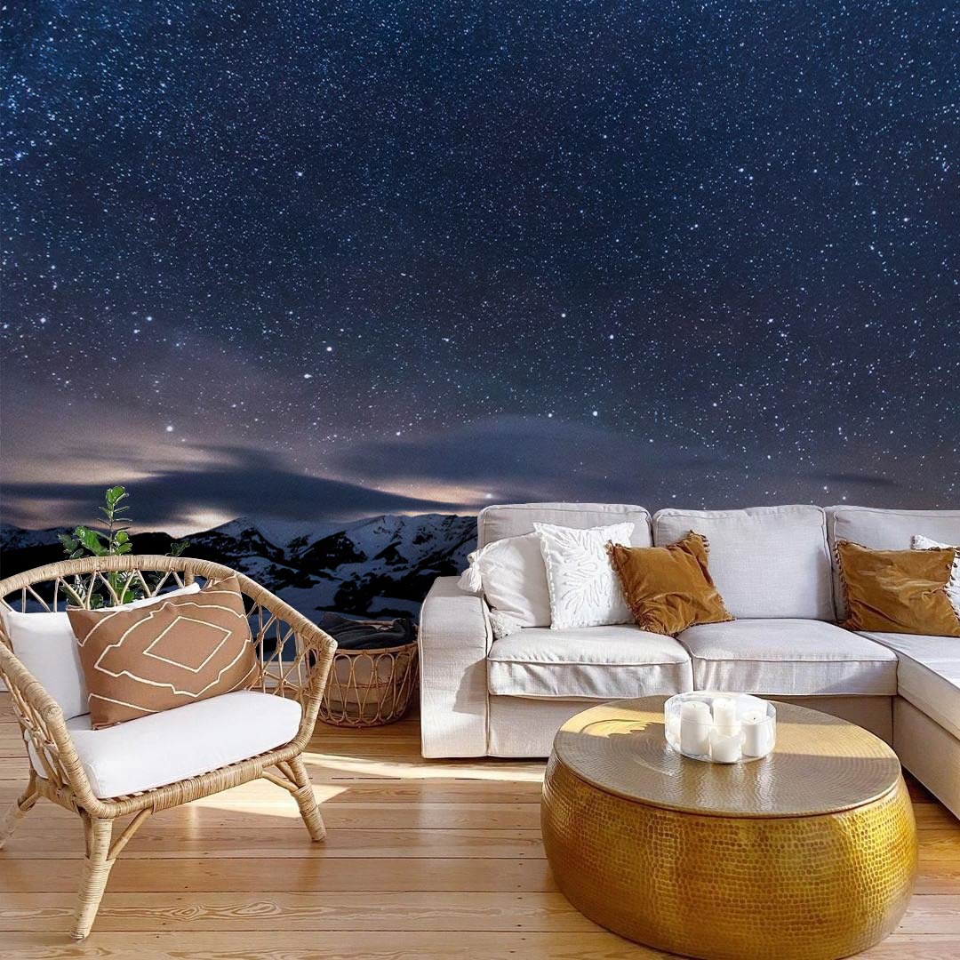 Galaxy above Mountains Wallpaper Mural Decoration