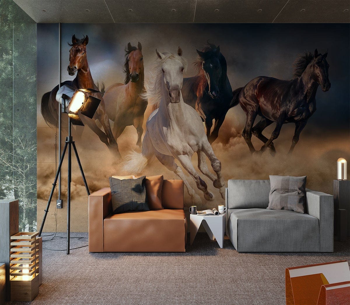 Running Horses Animal Wallpaper Mural Living Room