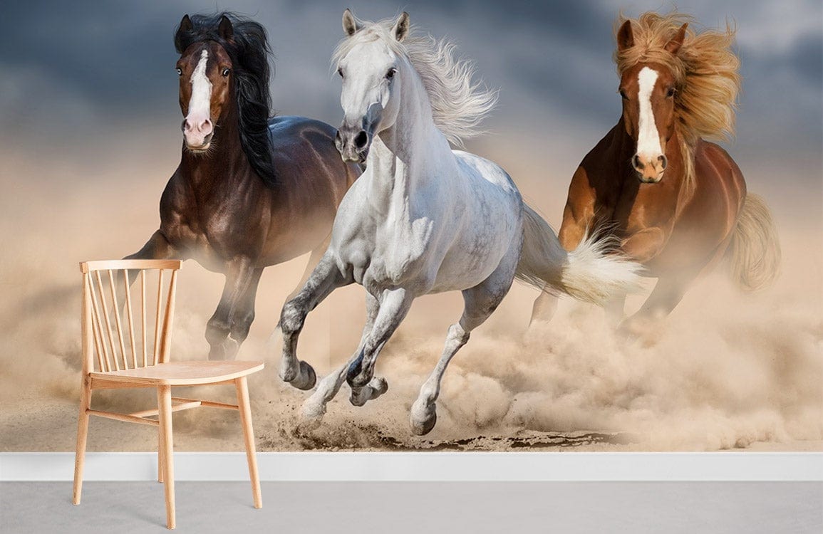 Majestic Galloping Running Horses Wall Mural