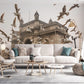 Wallpaper mural featuring the Gateway of India for use in decorating a living room