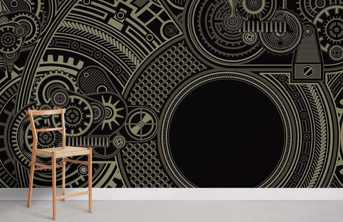 wallpaper with gears in the form of a room