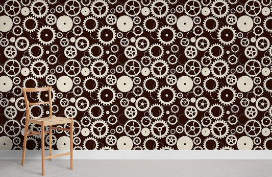 Industrial Gears Abstract Geometric Mural Wallpaper
