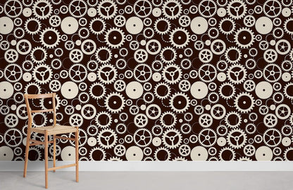 Industrial Gears Abstract Geometric Mural Wallpaper