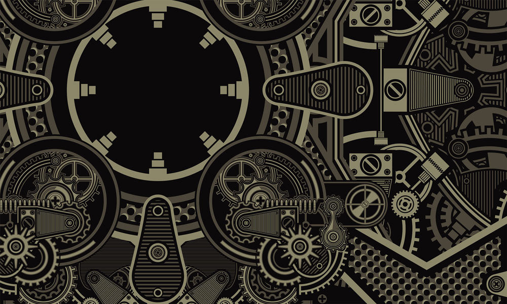 Steampunk Gears Metallic Gold Mural Wallpaper