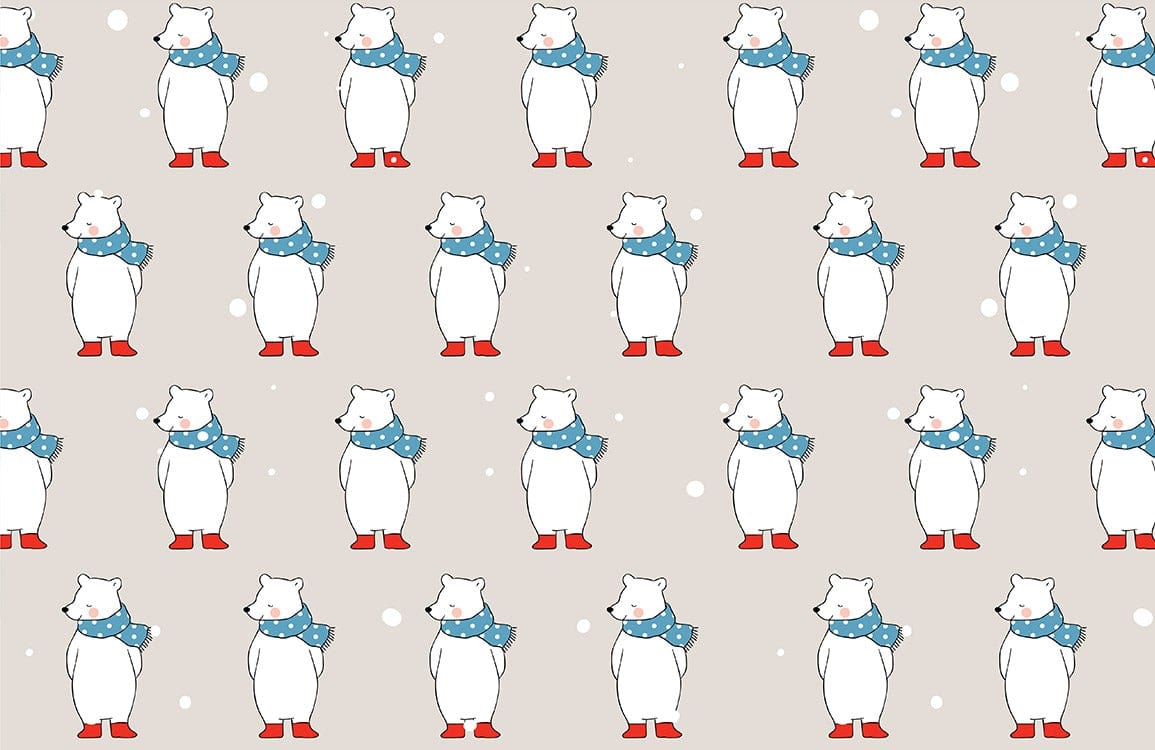 Cute Polar Bear Kids Mural Wallpaper