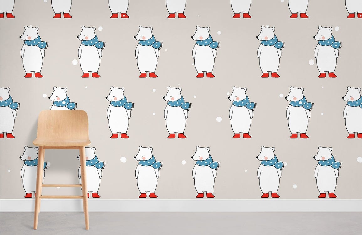 Cute Polar Bear Animal Mural Wallpaper Room