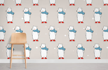 Cute Polar Bear Kids Mural Wallpaper