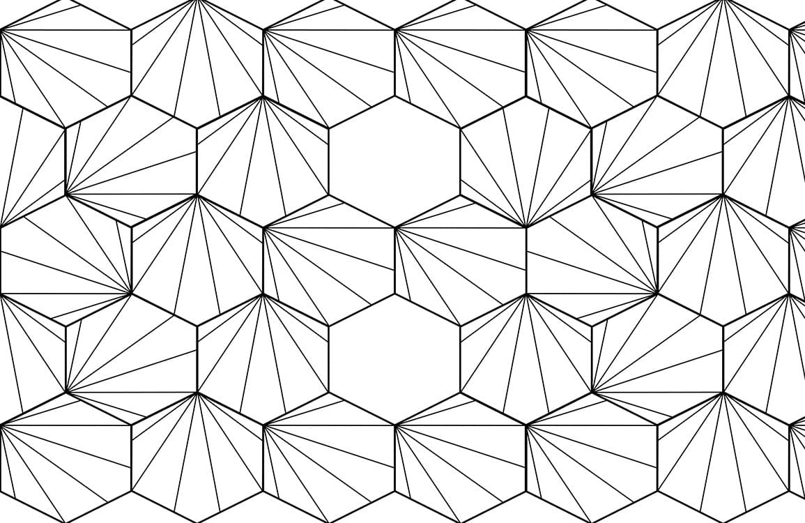 Modern Geometric Black White Mural for Wall