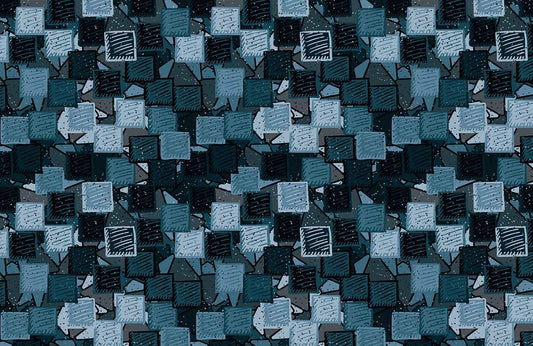 Modern Geometric Navy Blue Square Mural Wallpaper