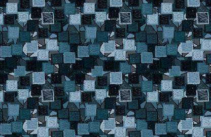 Modern Geometric Navy Blue Square Mural Wallpaper