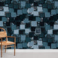 Modern Geometric Navy Blue Square Mural Wallpaper
