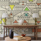 Wallpaper mural with a geometric pattern for use in decorating the hallway