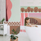 Wallpaper mural with a Geometric Combination Pattern for Use in the Decoration of Bathrooms