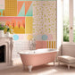Wallpaper mural with a Geometric Combination Pattern for Use in the Decoration of Bathrooms