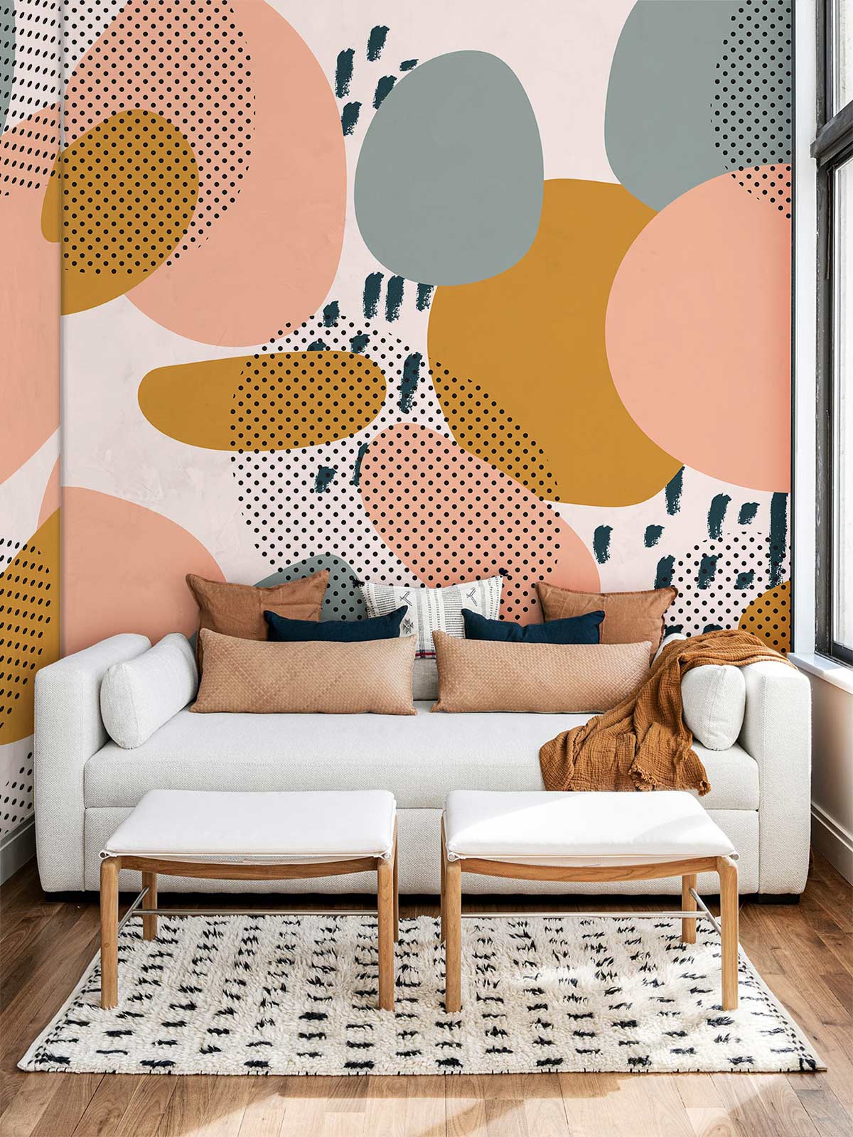 Geometric egges Pattern Wallpaper Mural for living room decor