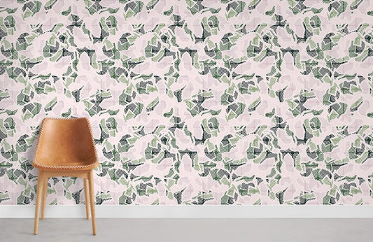 Green Leaf Pattern Modern Mural Wallpaper
