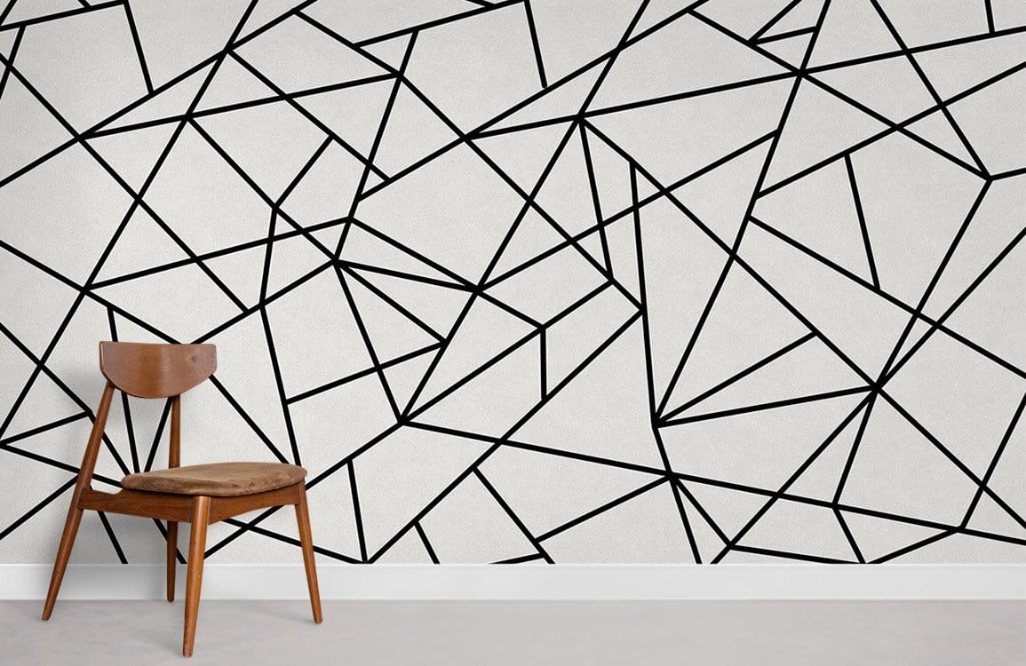 Modern Geometric Black Lines Mural Wallpaper