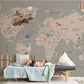 Wallpaper mural for nurseries featuring a gray and pink map, decorated in pink.