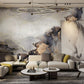 gilt watercolor marble wallpaper mural living room interior