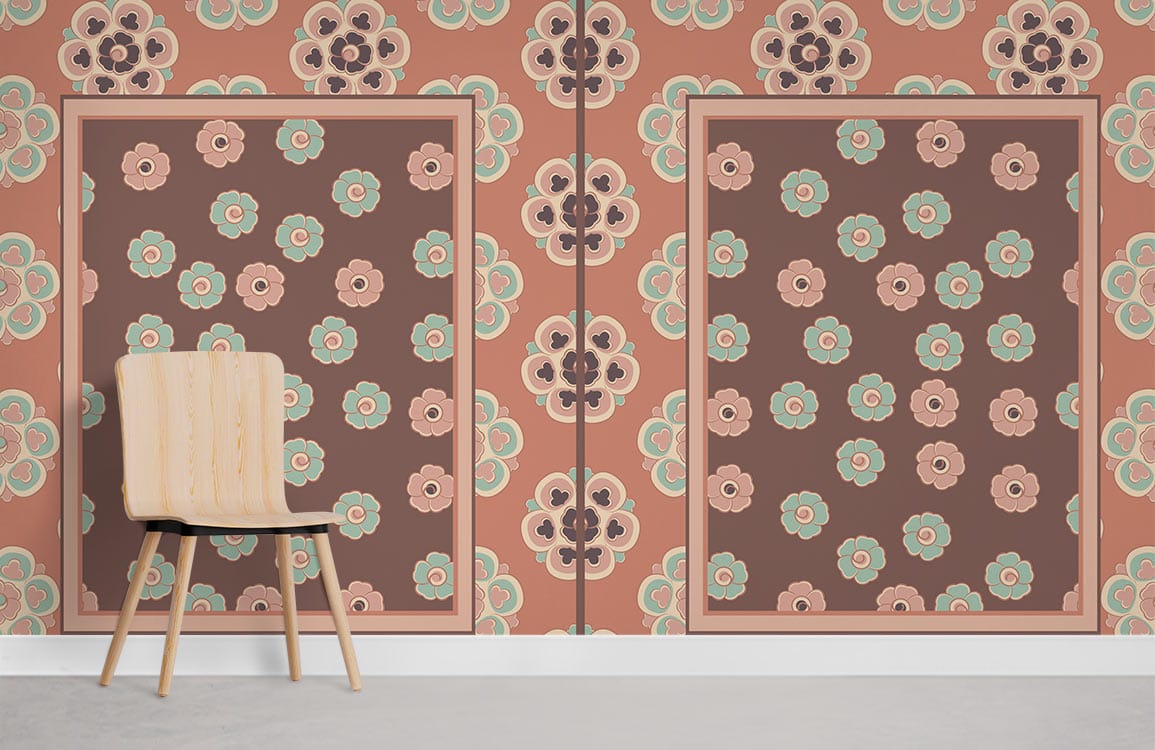 Brocade Pattern Flower Wall Mural For Room
