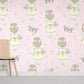Girl with Her Cat and Butterflies Pink Wall Mural Interior Decor