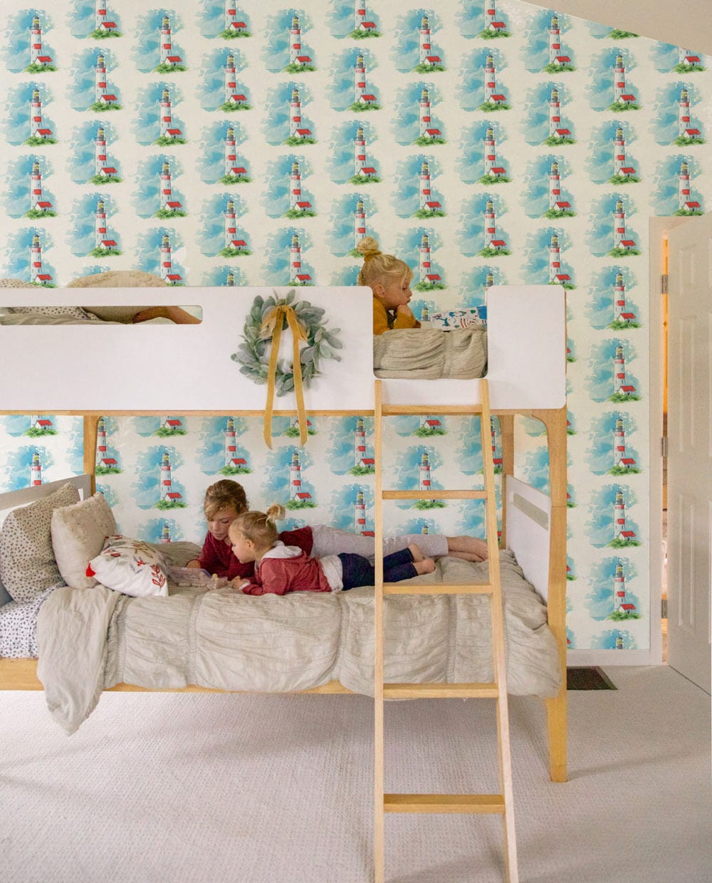 bespoke murals for children's rooms, a repeating beacon pattern