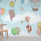 Wallpaper mural depicting animals on an aerial adventure
