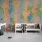Wallpaper Mural Study Area Featuring a Global Chic Map