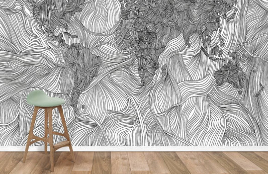 Gray Linedrawn Art Deco wallpaper for room