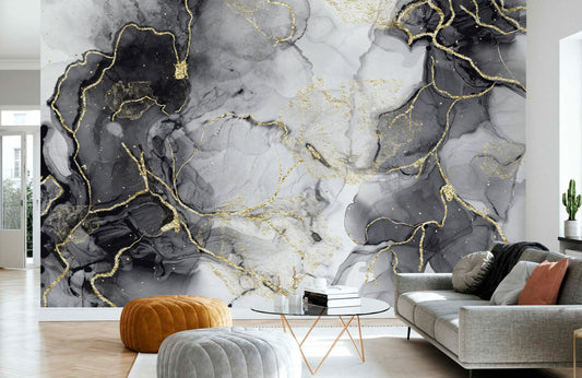 Ink and Gilding Wallpaper Mural Used for the Decoration of livingrooms
