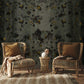 Living Room Wallpaper Mural Featuring Gold and Black Dots