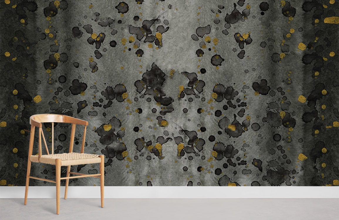 Room with a Gold and Black Dotted Wallpaper Mural